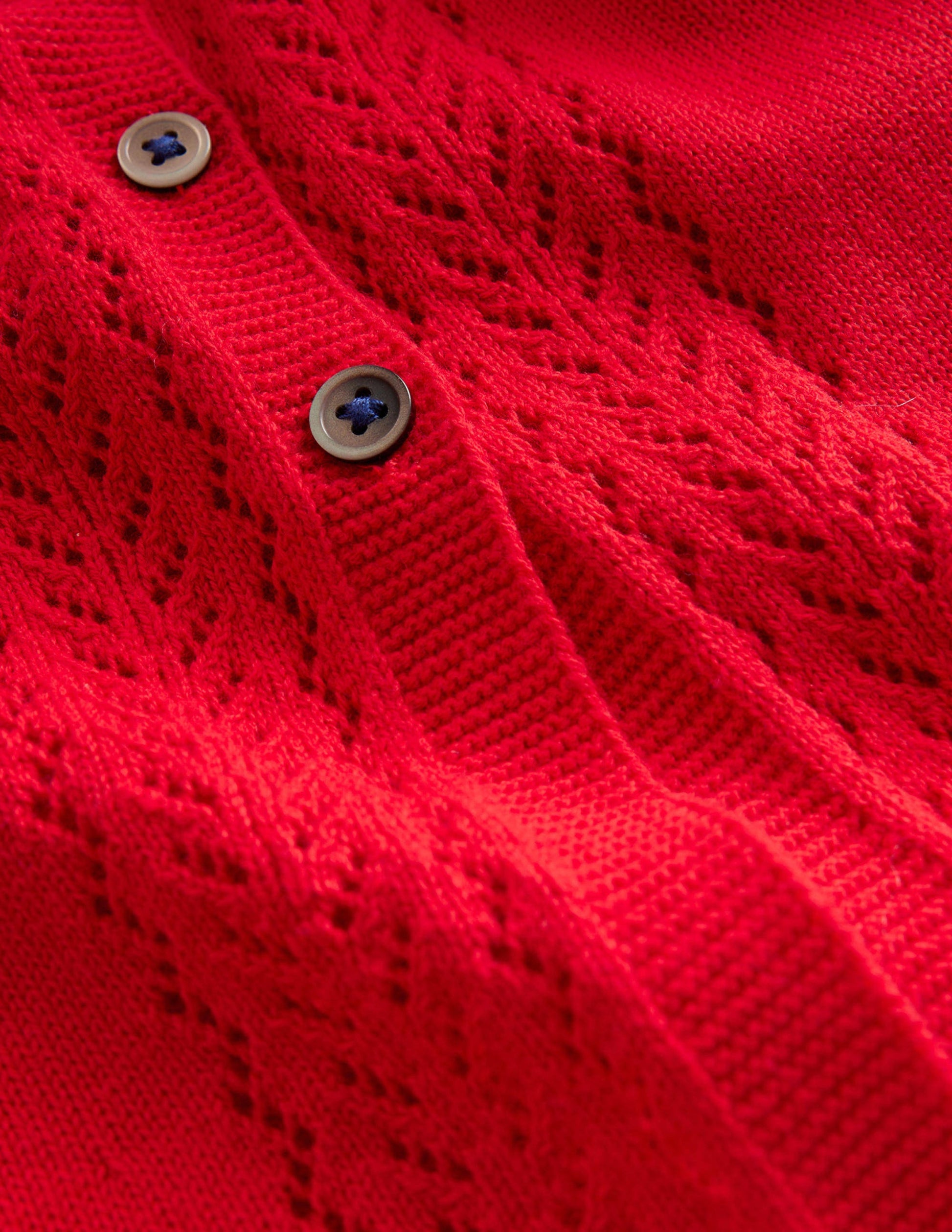 Strickjacke aus Baumwolle mit Pointelle-Design-Leuchtendes Rot-3