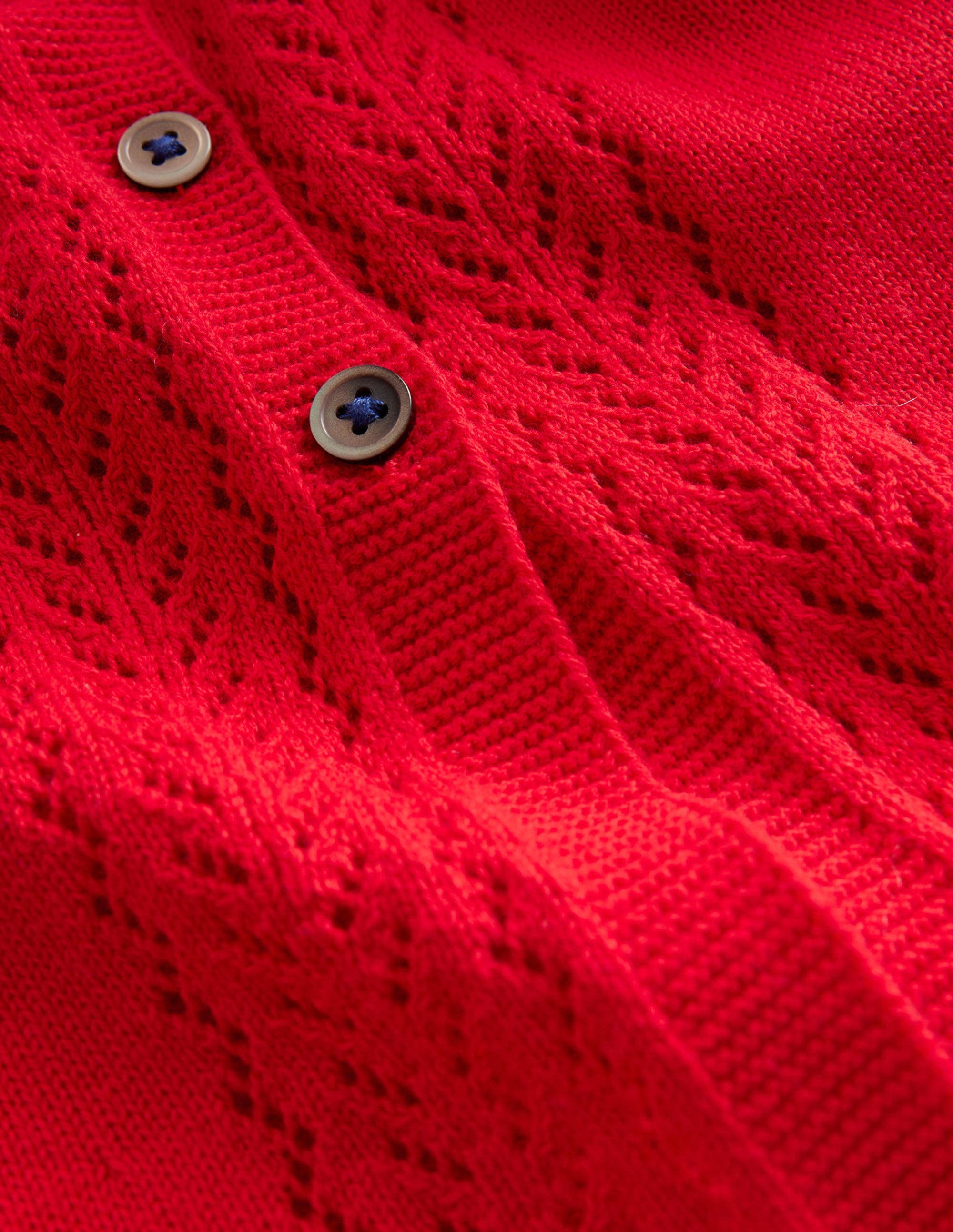 Strickjacke aus Baumwolle mit Pointelle-Design-Leuchtendes Rot - Image 3