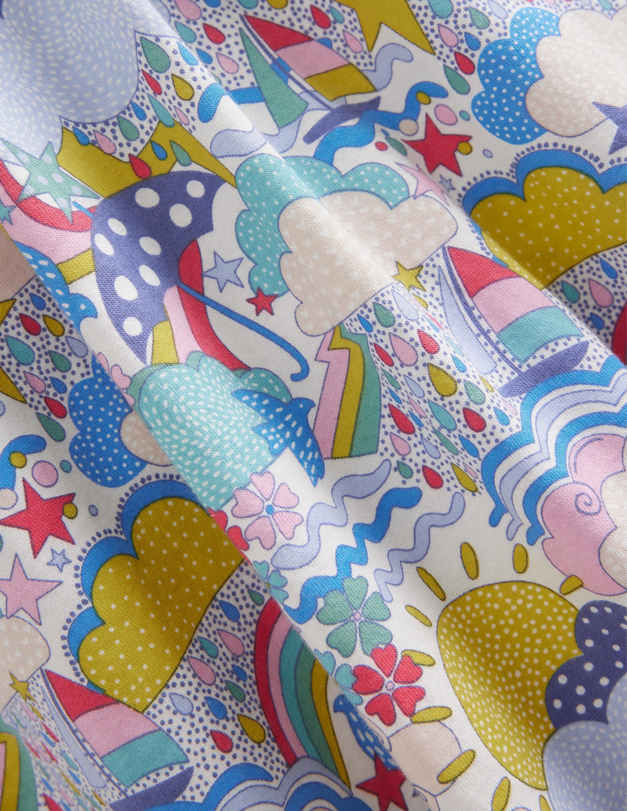 Set aus Puffärmelkleid und Leggings-Bunt Wettermotive und Blau - Image 3