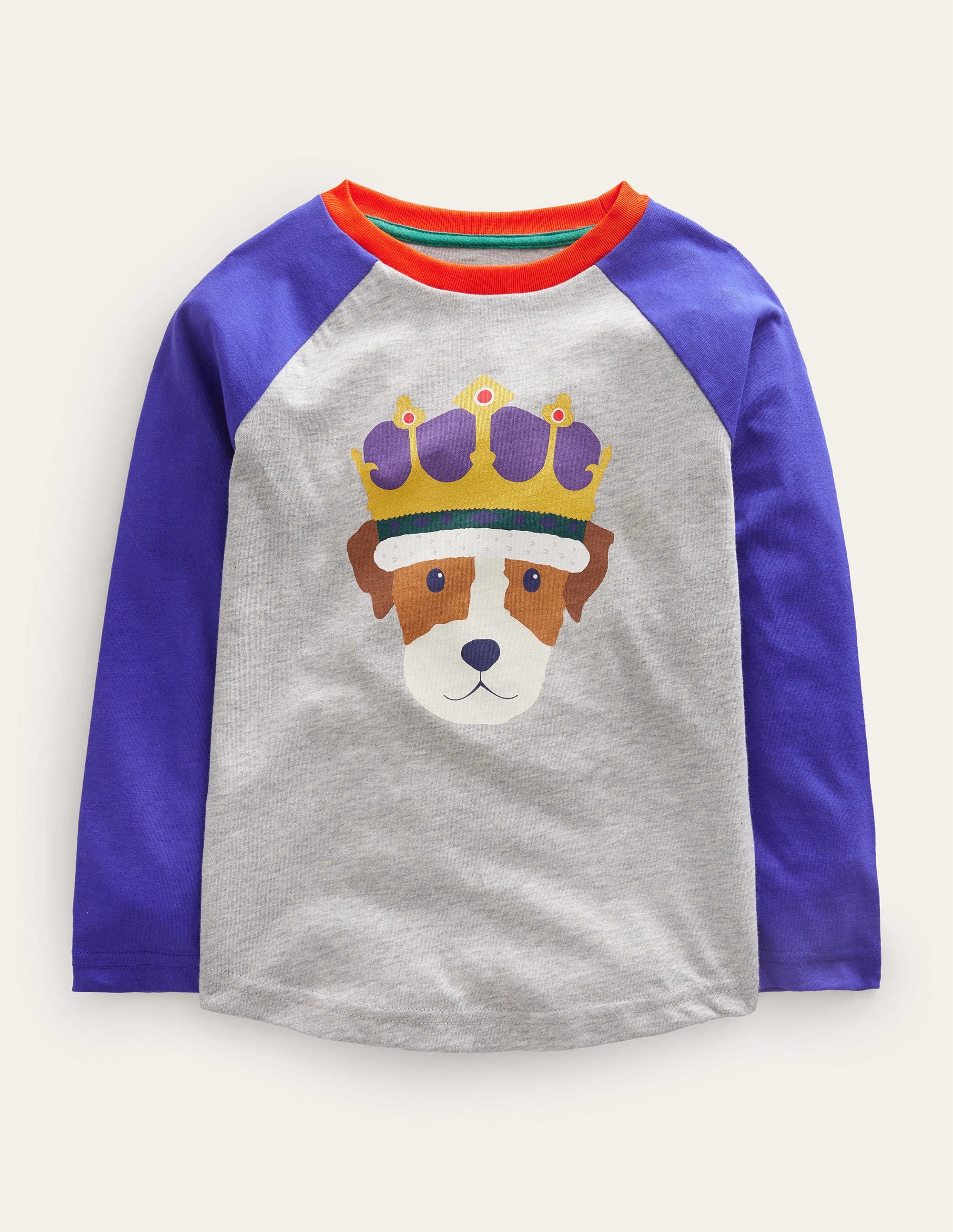 T-shirt motif couronnement-Azurant/gris chiné - Image 1
