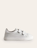 Niedrige Sneaker aus Leder mit zwei Riemen-Silber
