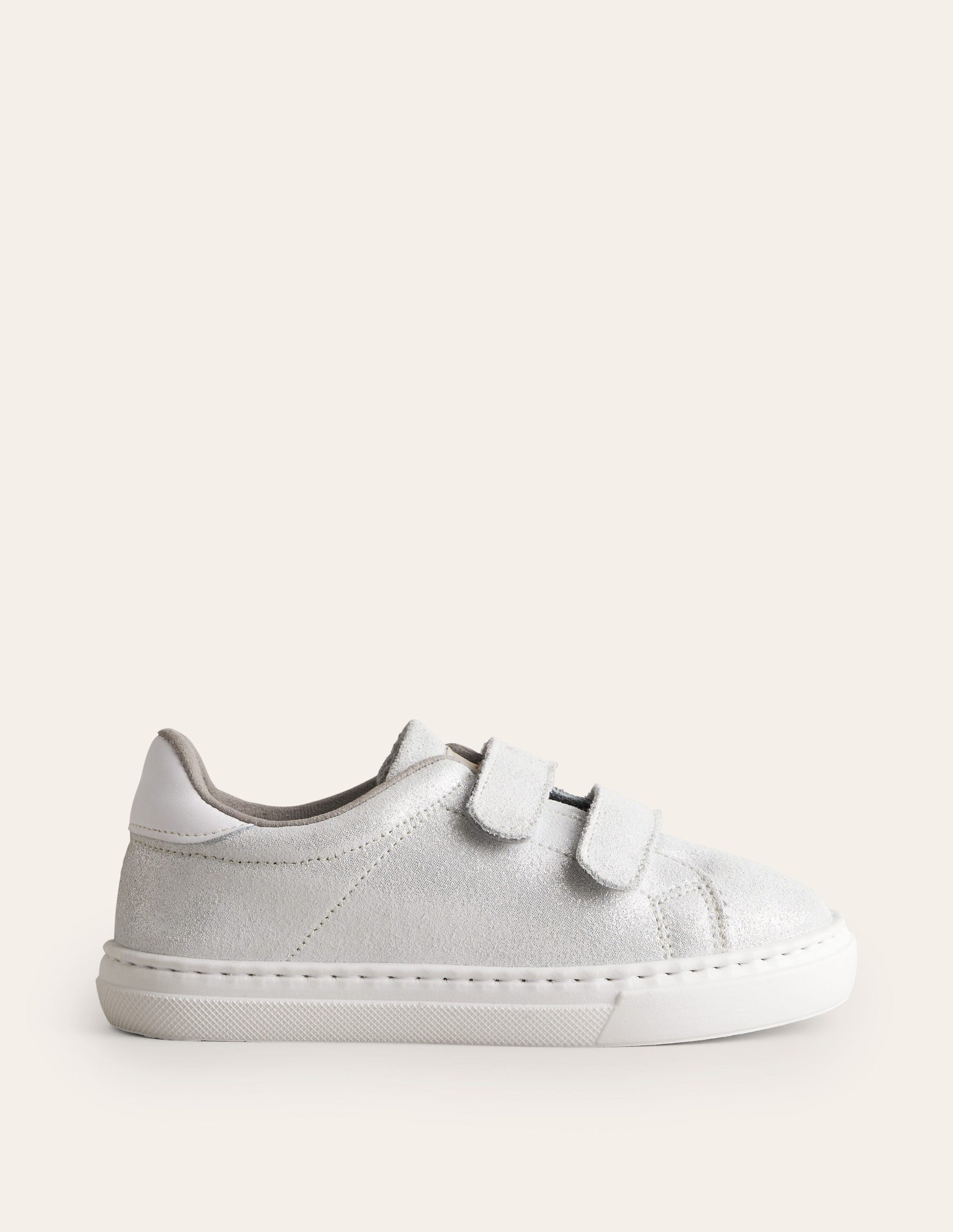 Niedrige Sneaker aus Leder mit zwei Riemen-Silber-1