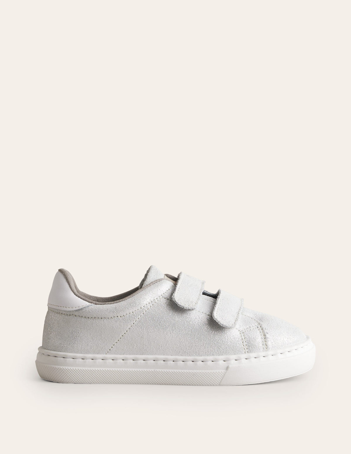 Niedrige Sneaker aus Leder mit zwei Riemen-Silber - Image 1
