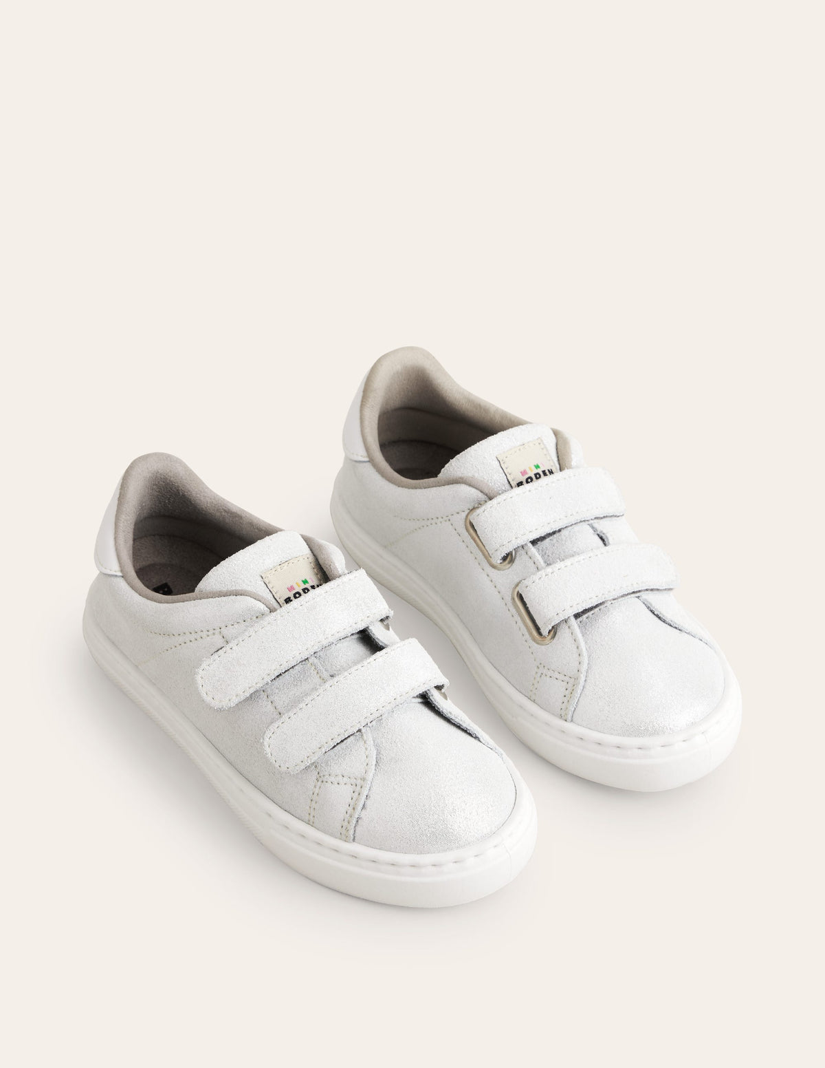 Niedrige Sneaker aus Leder mit zwei Riemen-Silber - Image 2