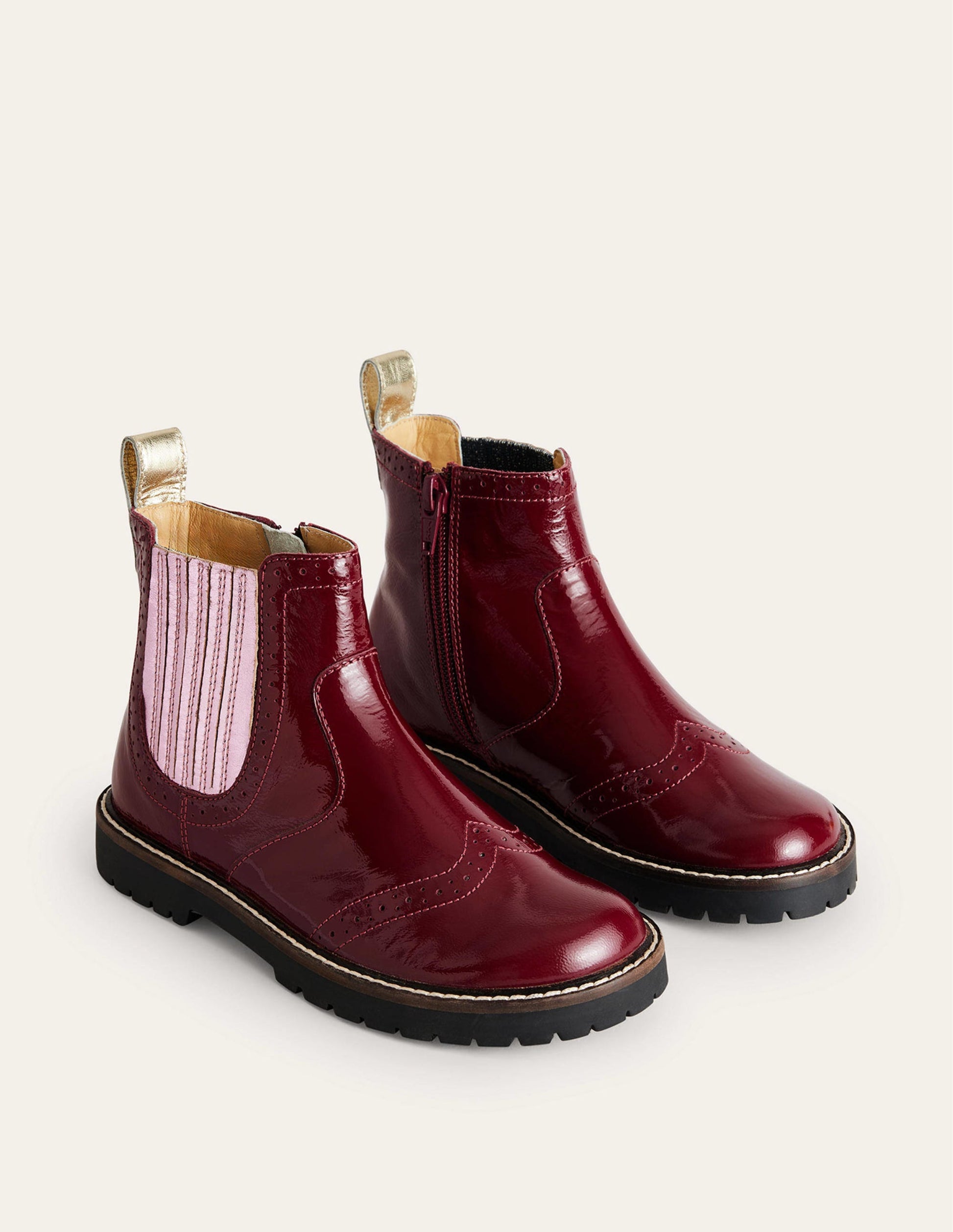 Chelsea-Stiefel aus Leder-Burgunderrotes Lackleder-2