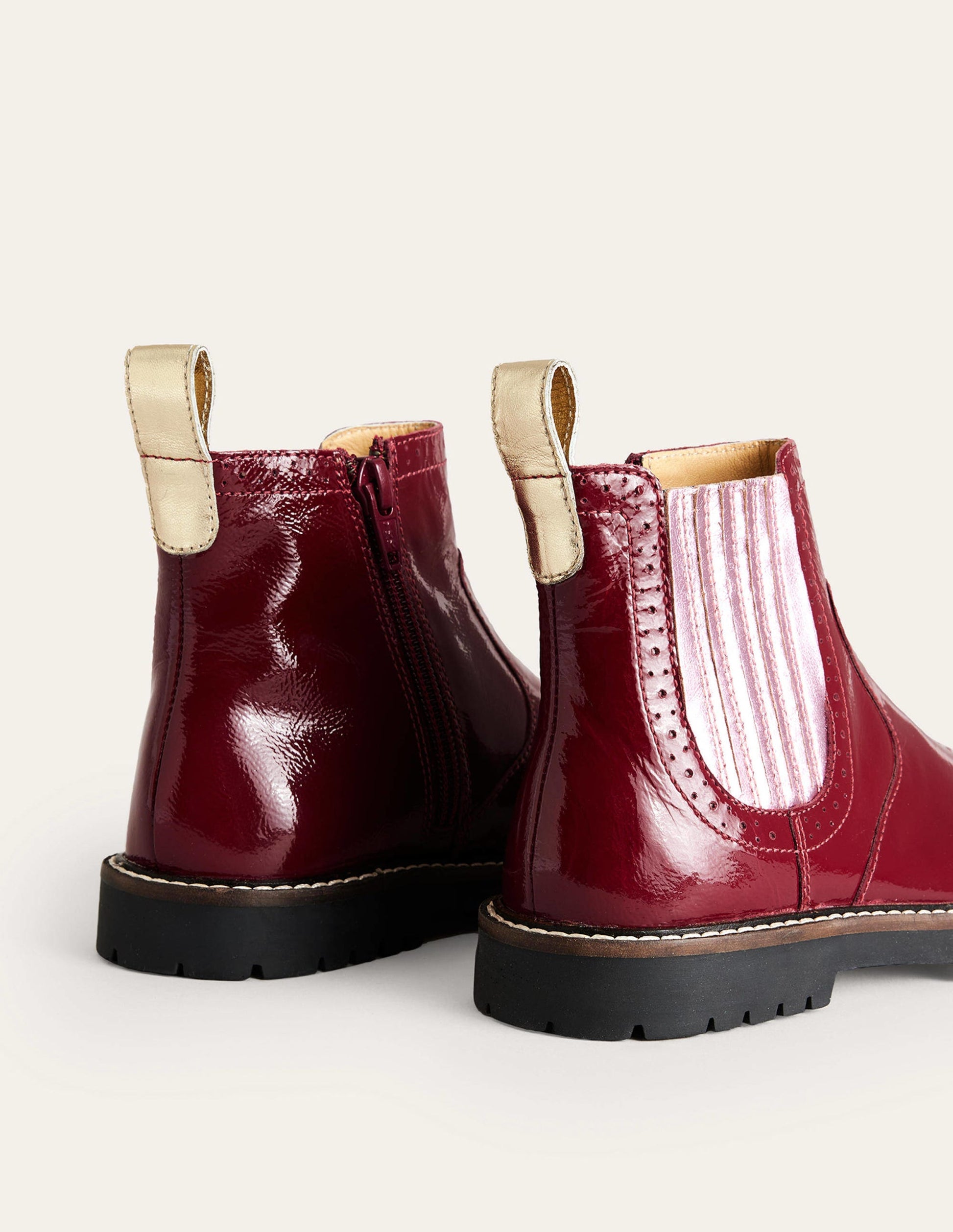 Chelsea-Stiefel aus Leder-Burgunderrotes Lackleder-3