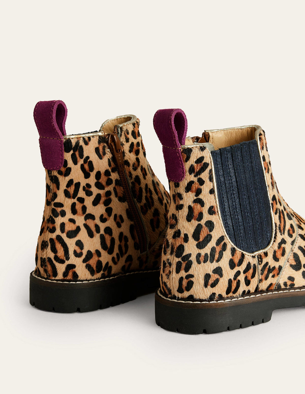 Chelsea-Stiefel aus Leder-Leopard mit marineblauem Besatz - Image 3