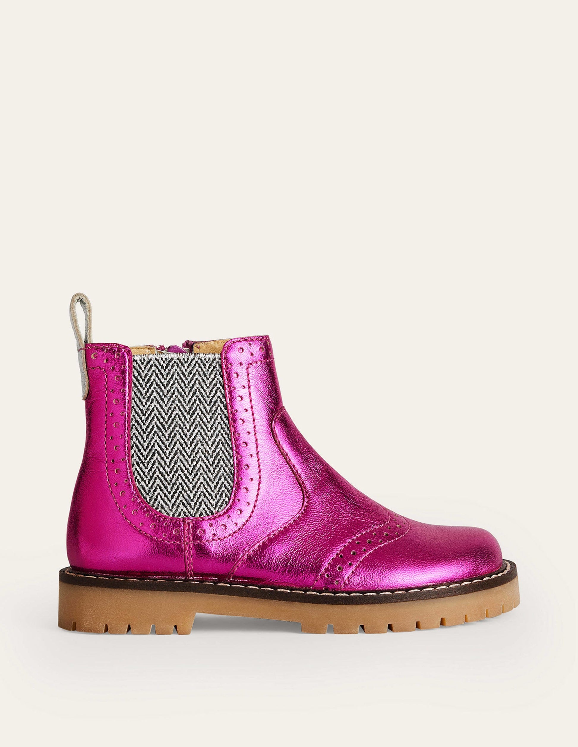 Chelsea-Stiefel aus Leder-Leuchtendes Metallic-Pink-1