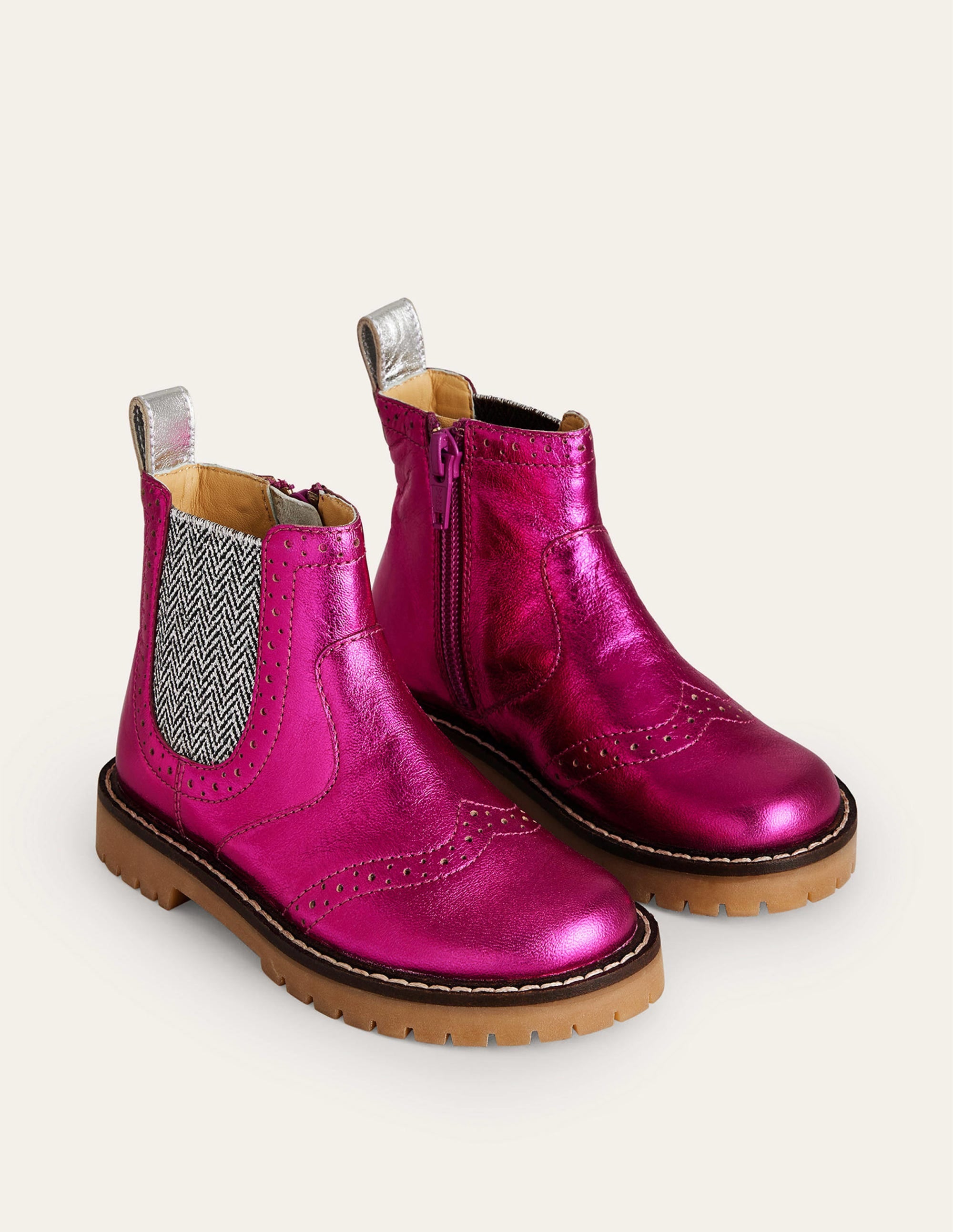 Chelsea-Stiefel aus Leder-Leuchtendes Metallic-Pink - Image 2
