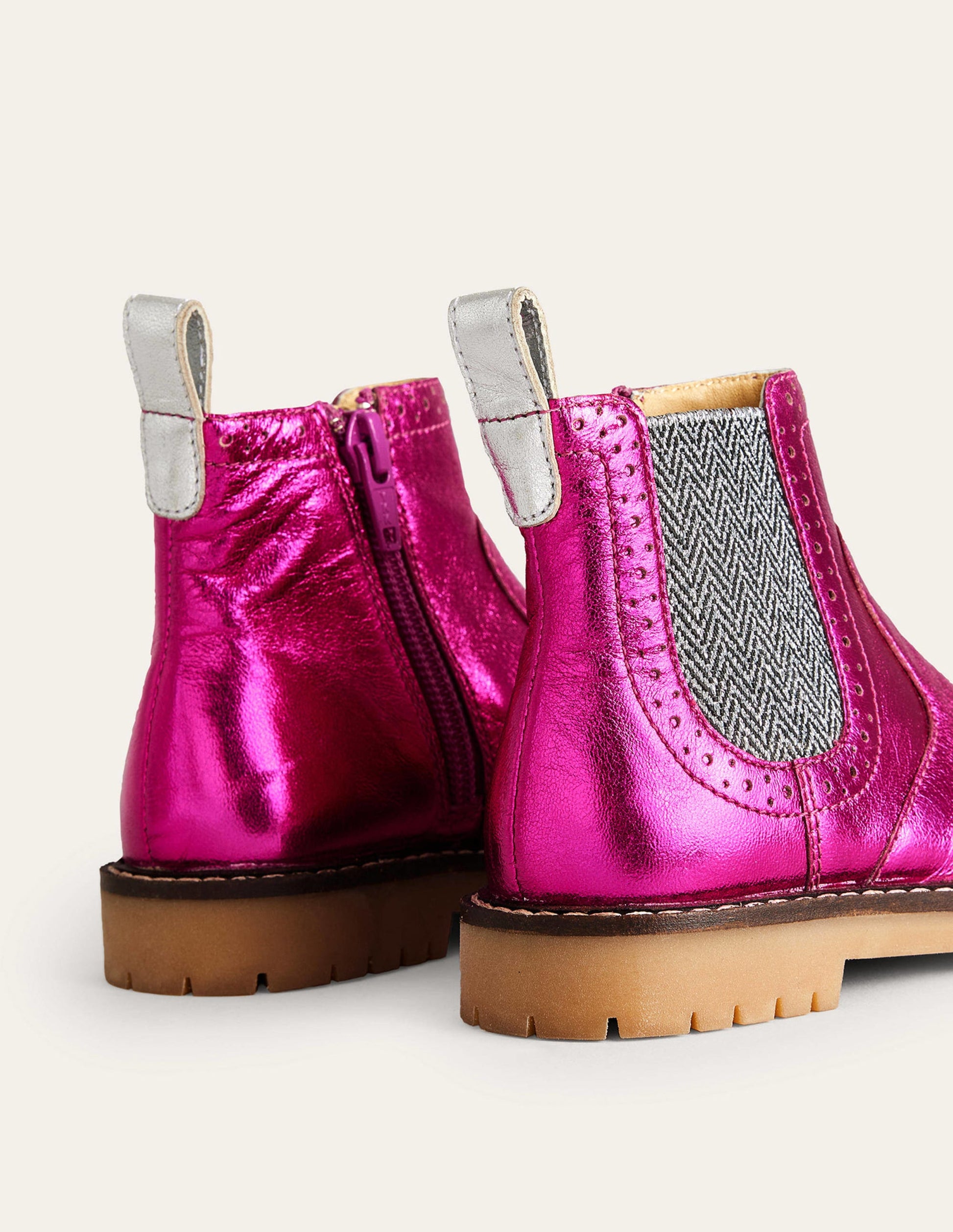 Chelsea-Stiefel aus Leder-Leuchtendes Metallic-Pink-3