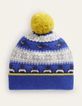 Fair-Isle-Strickmütze-Dunkles Kobaltblau Haie