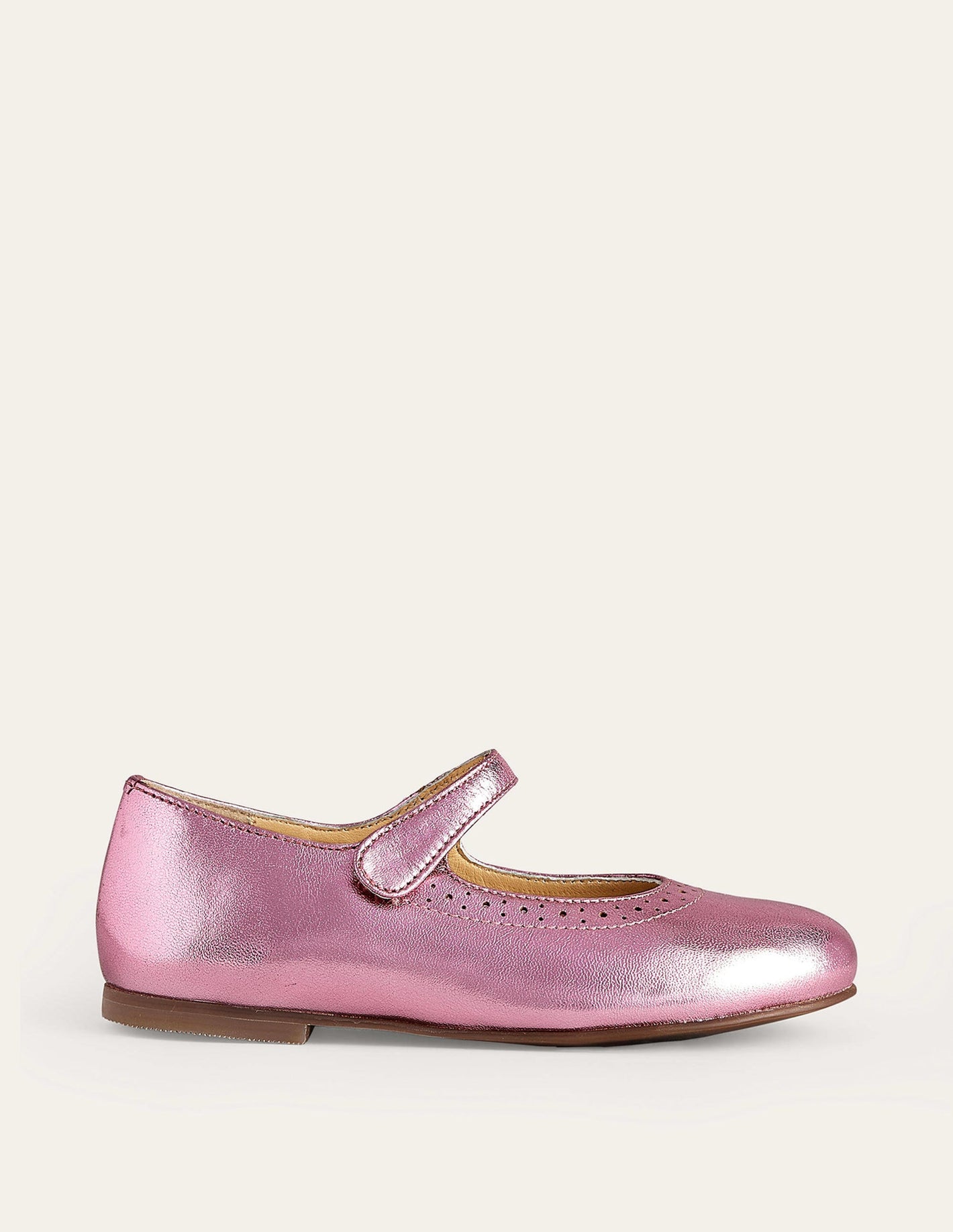 Mary Janes aus Leder-Metallic-Pink