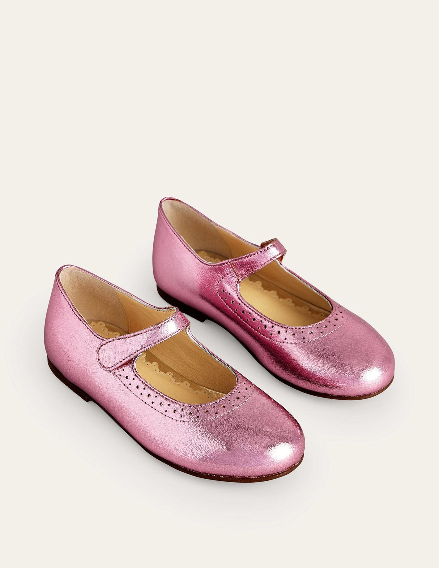 Mary Janes aus Leder-Metallic-Pink