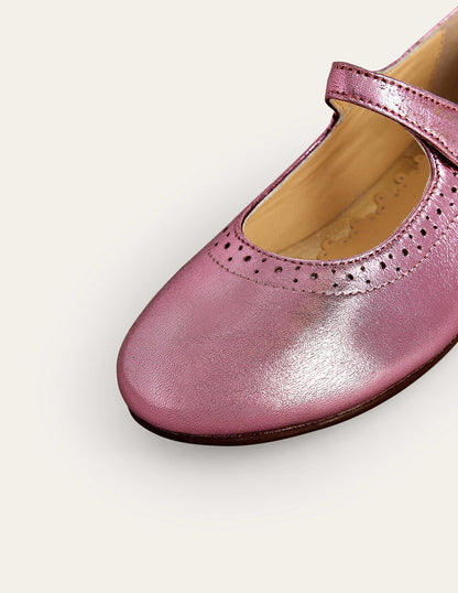 Mary Janes aus Leder-Metallic-Pink