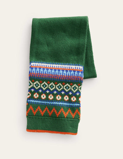 Fair-Isle-Strickschal-Monster-Grün
