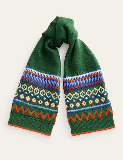Fair-Isle-Strickschal-Monster-Grün