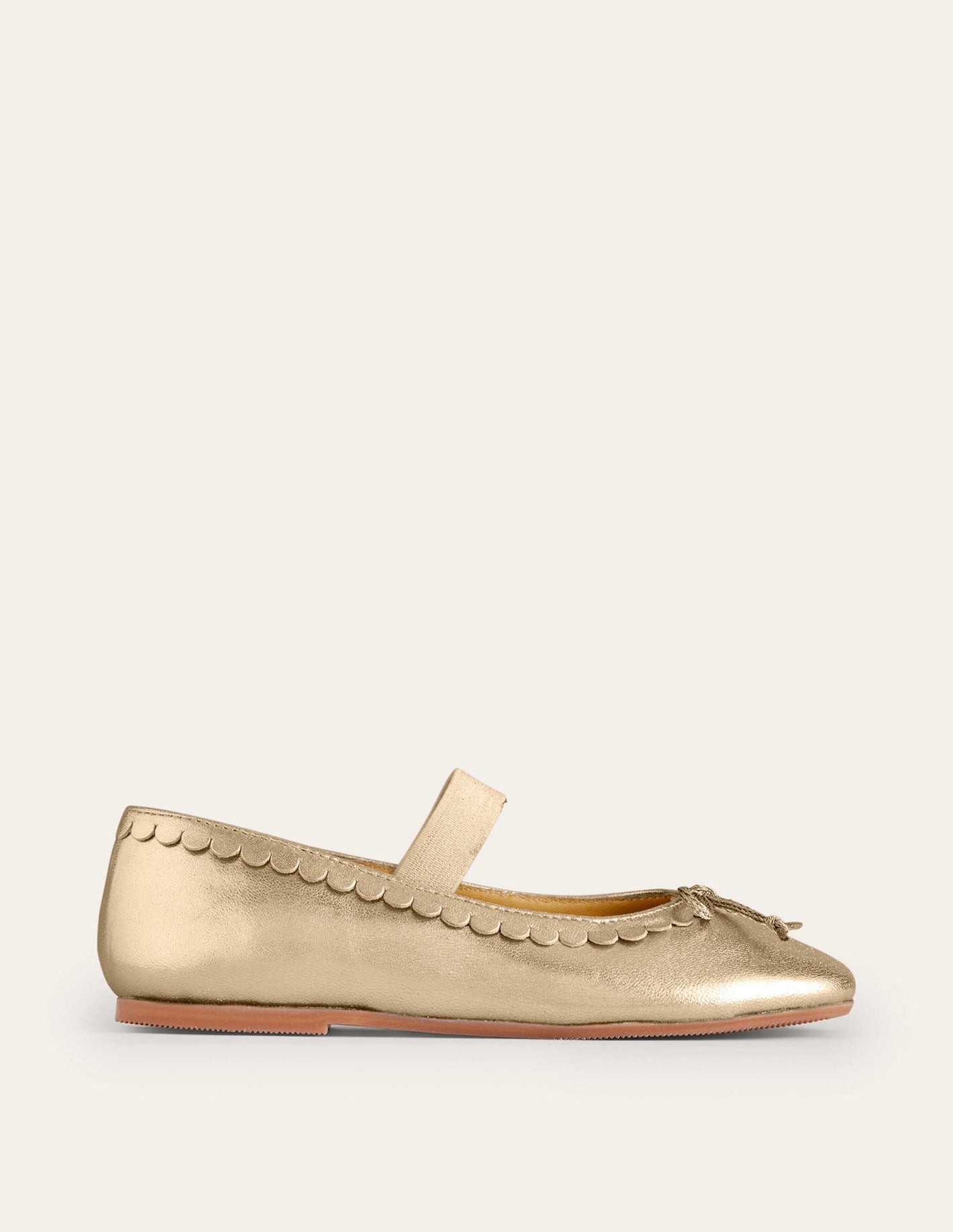 Leather Ballet Flats-Gold Metallic