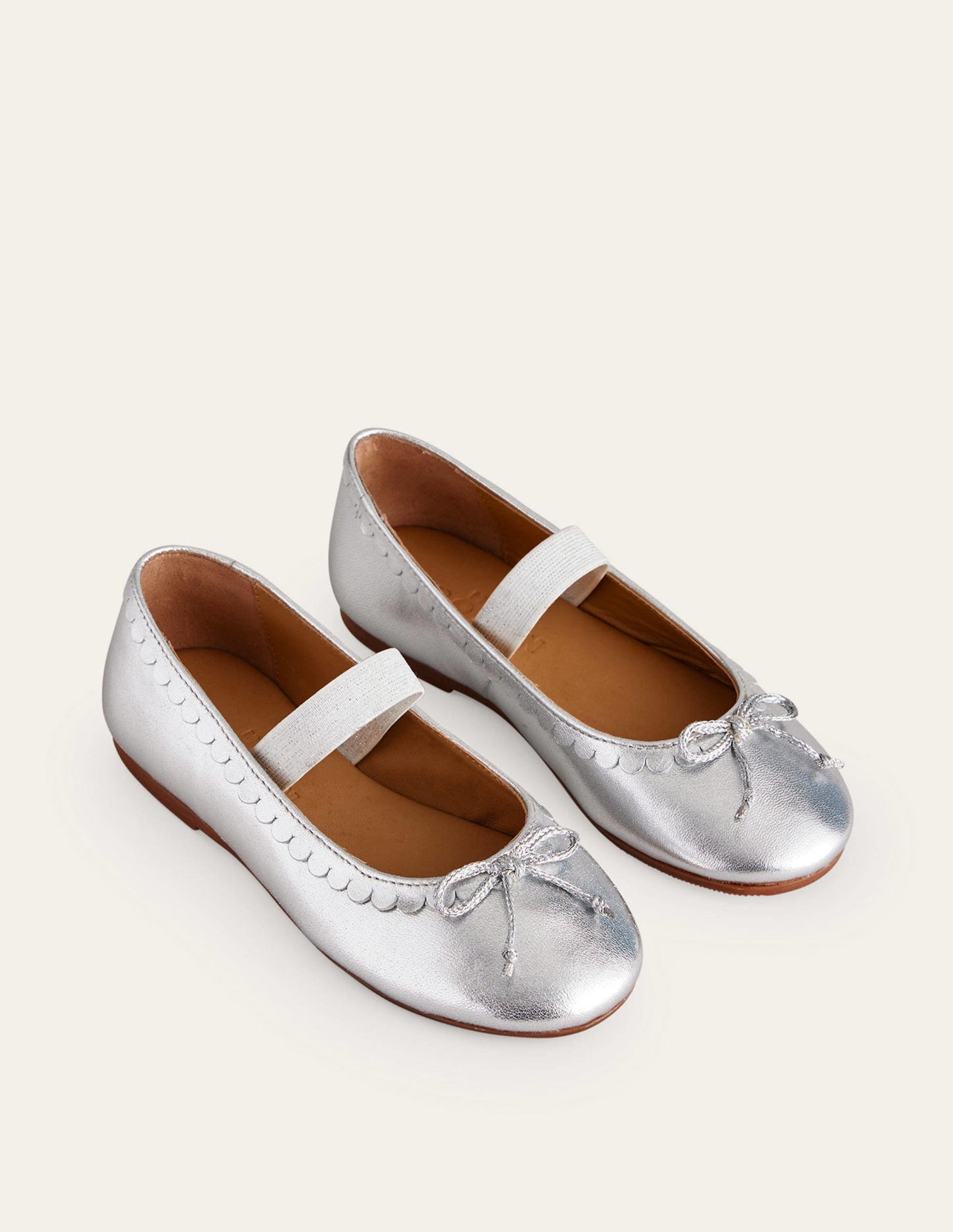 Ballerinas aus Leder-Metallic