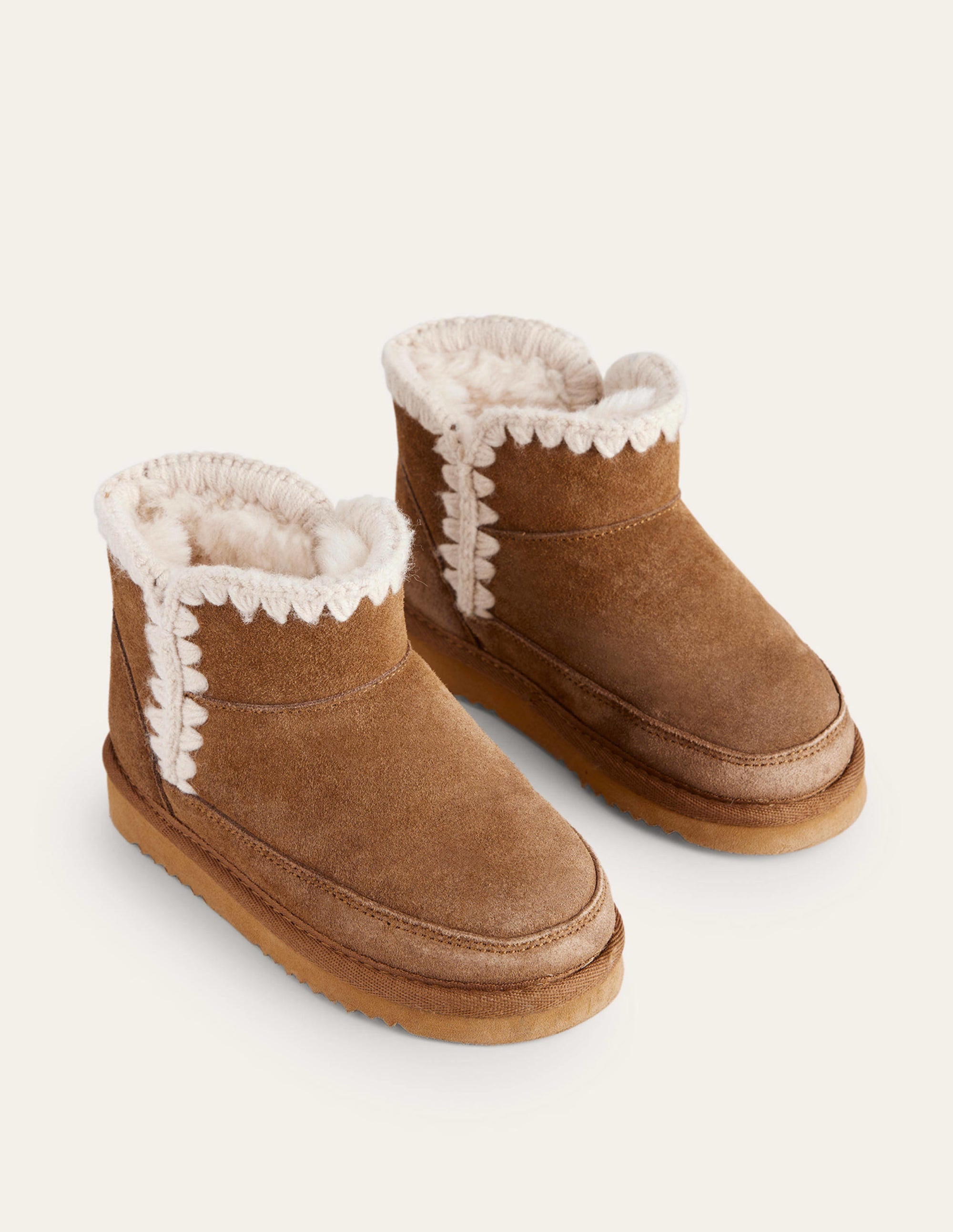 Embroidered Sheepskin Boots-Tan - Image 2