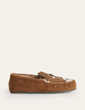Slipper aus Veloursleder-Hellbraun
