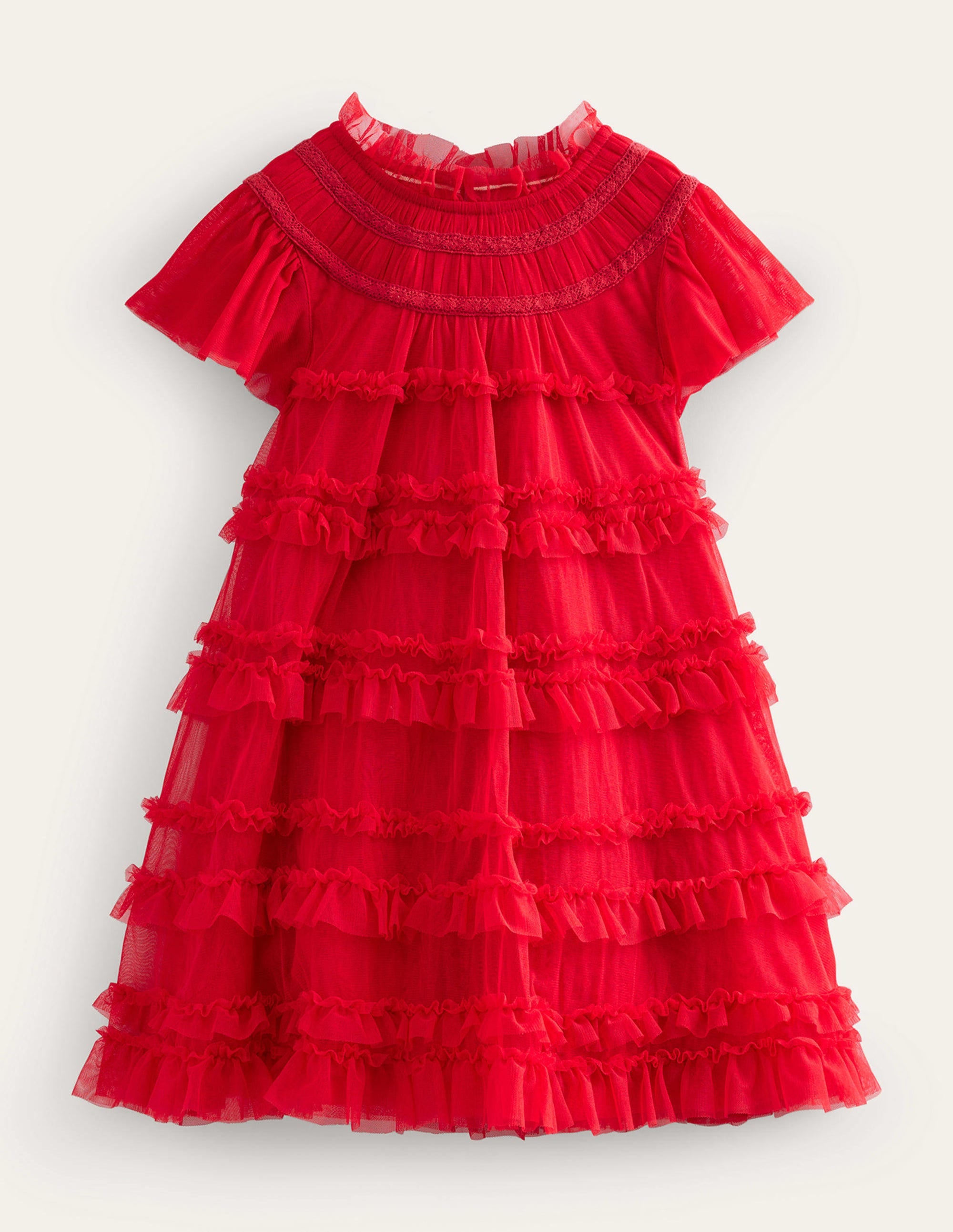 Gestuftes Tüllkleid-Royales Rot - Image 1