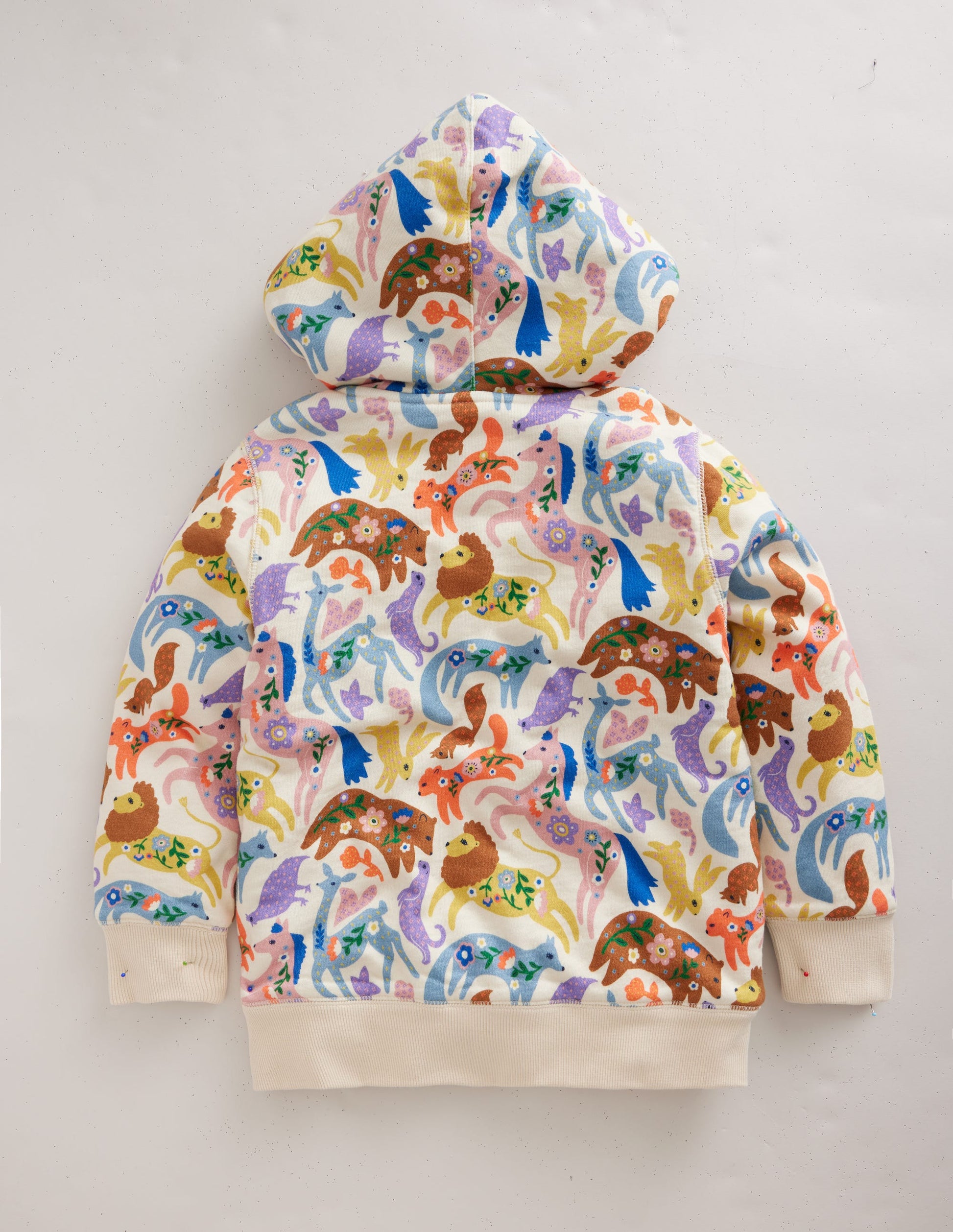 Pink Floral Borg Lined Hoodie-Rosa, Blumenmuster-2