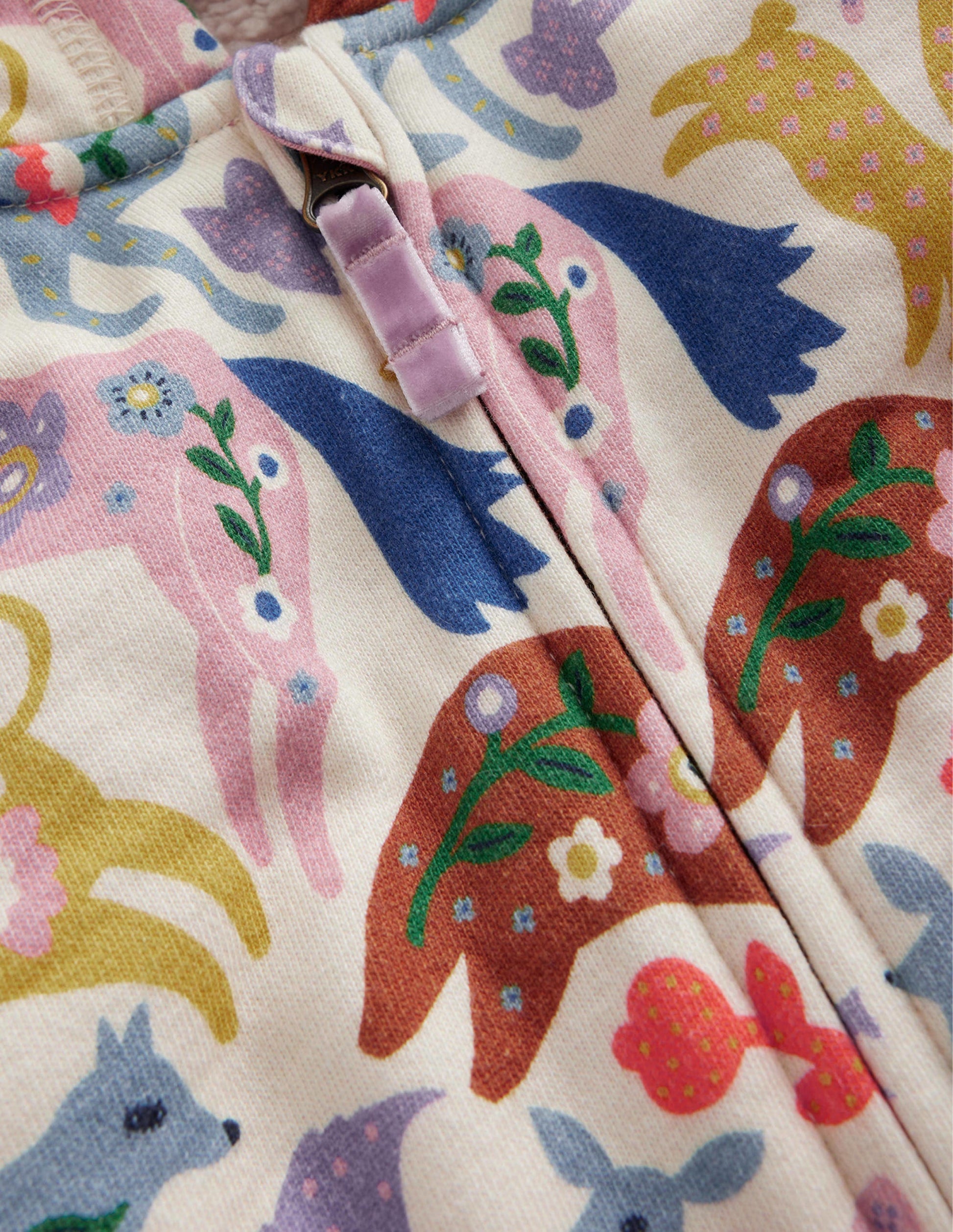Pink Floral Borg Lined Hoodie-Rosa, Blumenmuster-3
