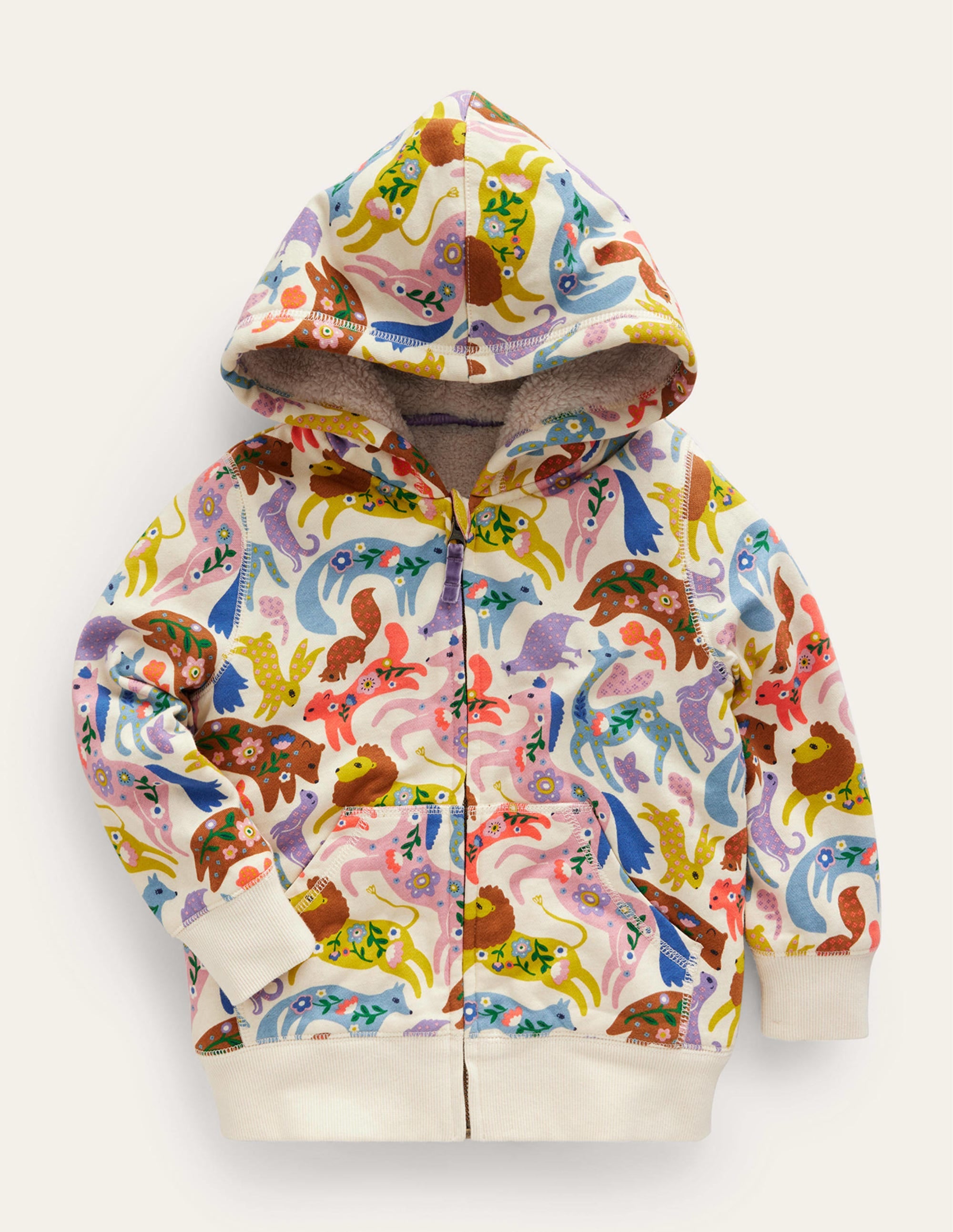 Kapuzenpulli mit Zottelfutter-Bunt Freunde - Image 1