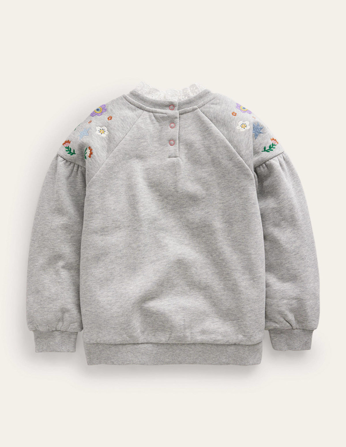 Besticktes Sweatshirt-Grau Meliert Tiere-2