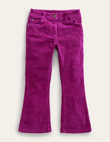 Ausgestellte Jeans-Chrysanthemen-Lila Cord