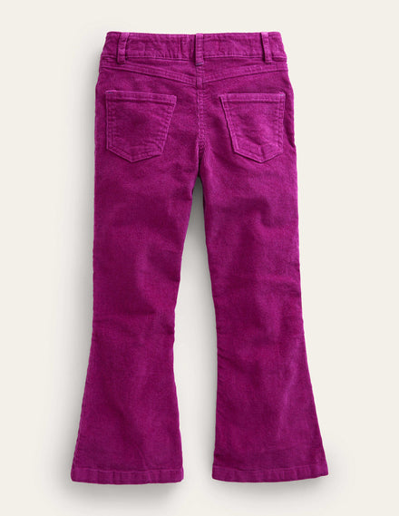 Ausgestellte Jeans-Chrysanthemen-Lila Cord