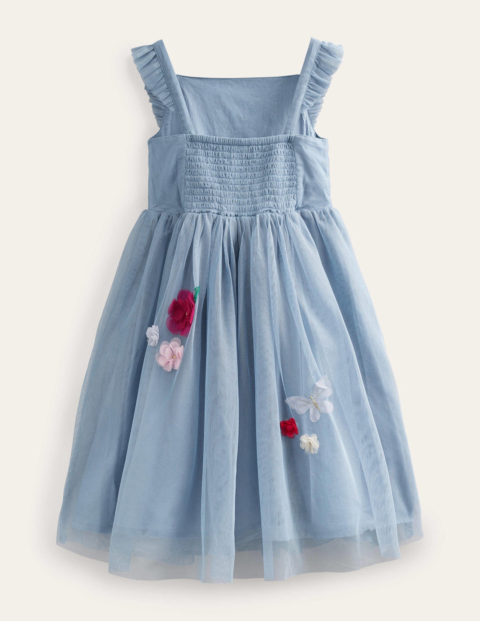Tüllkleid mit Applikationen-Kieselblau-2
