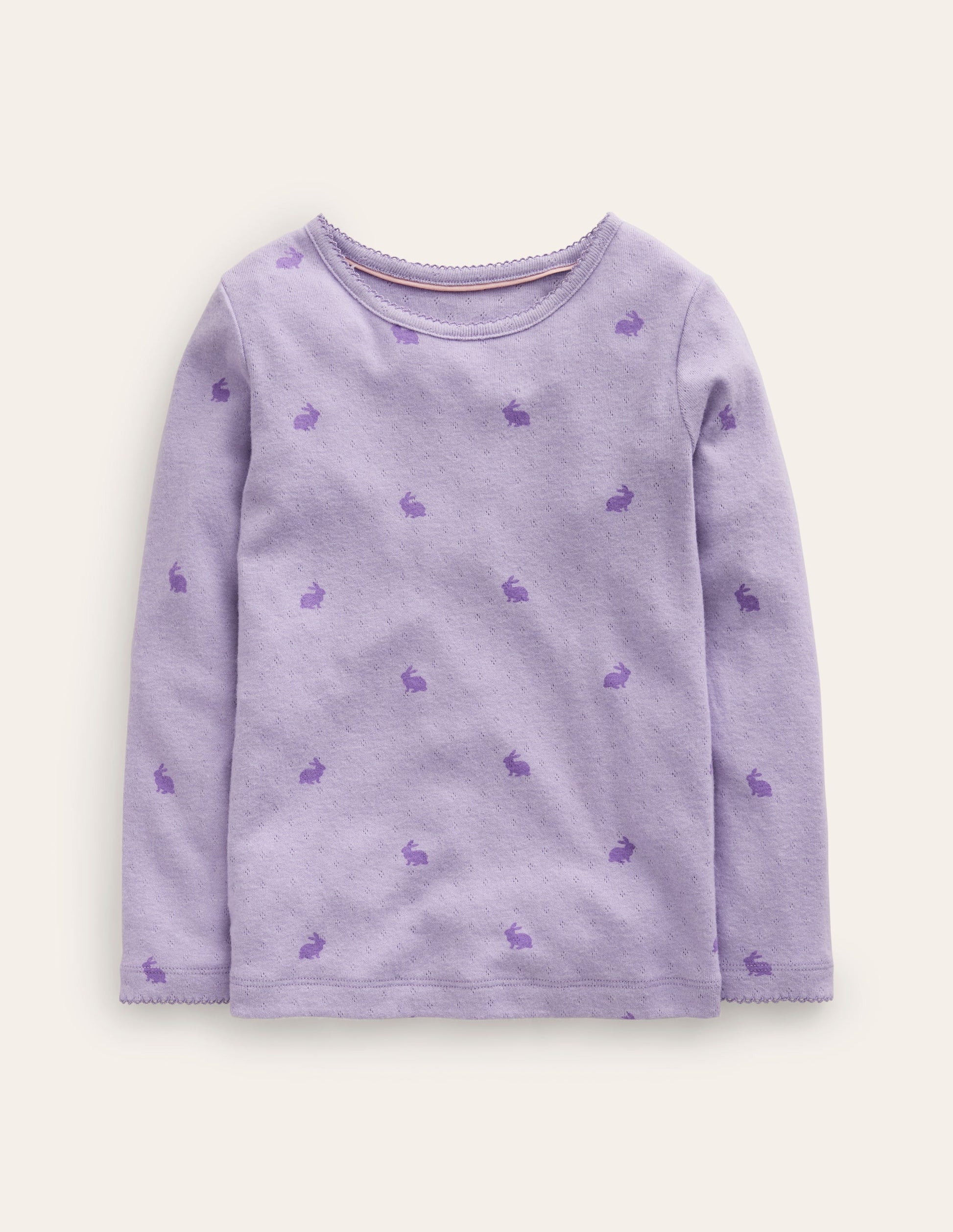 Top manches longues en pointelle-Lapins violet lavande-1