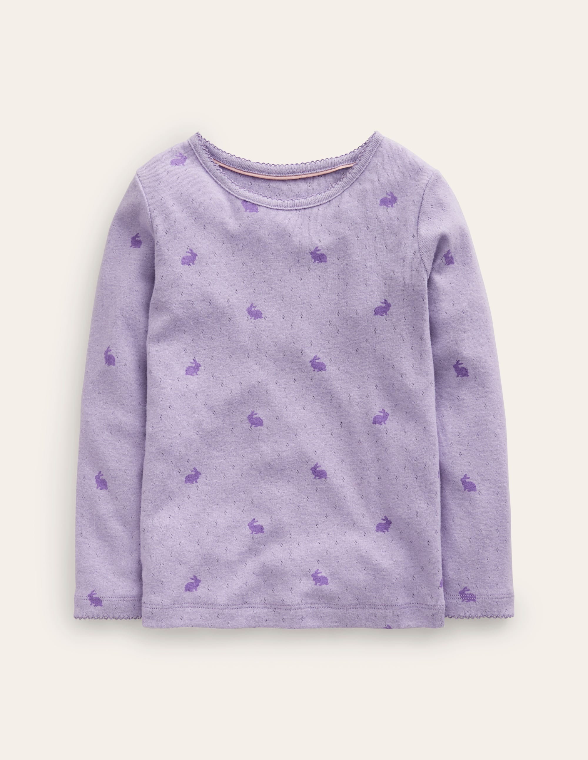 Top manches longues en pointelle-Lapins violet lavande - Image 1