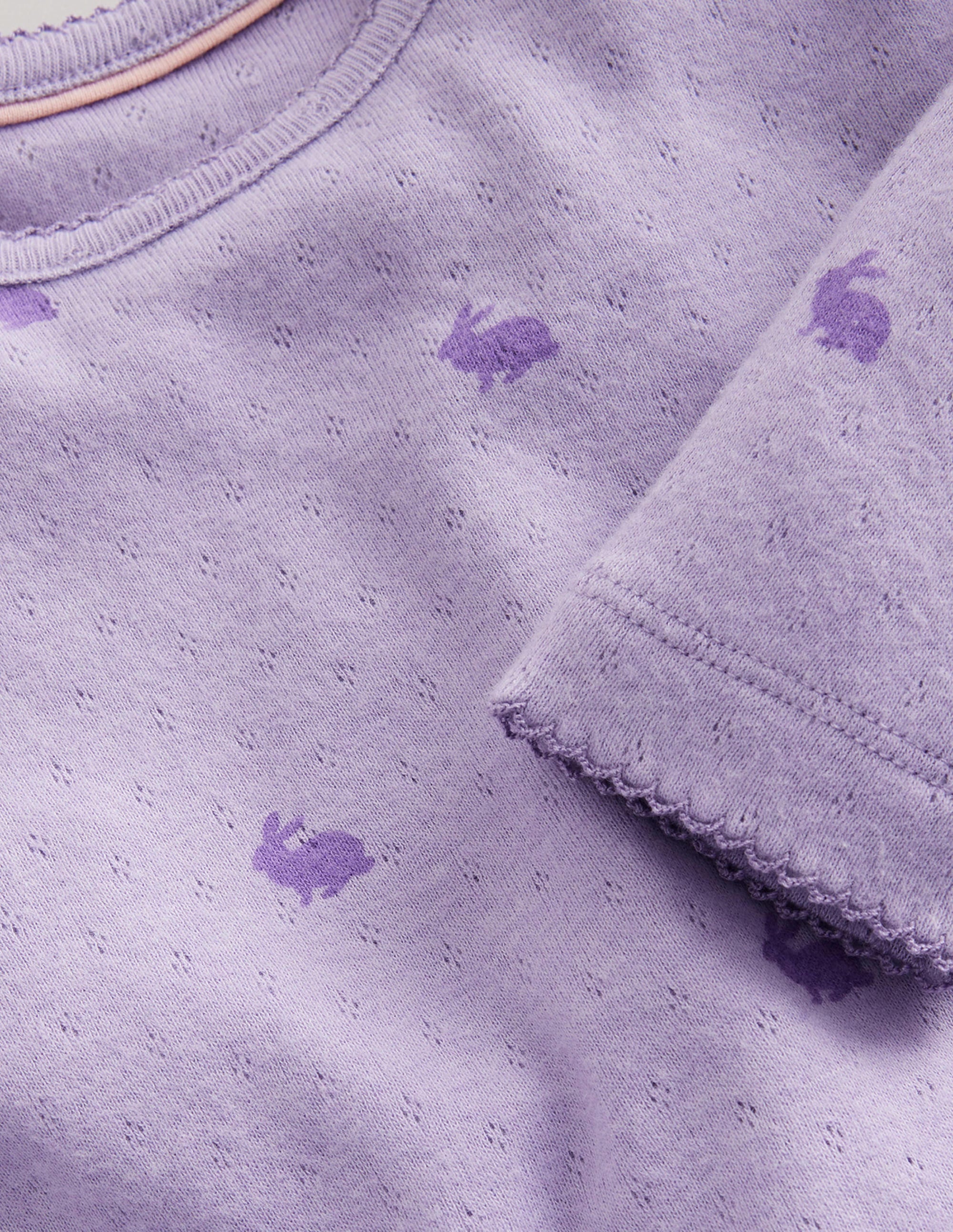 Top manches longues en pointelle-Lapins violet lavande - Image 3
