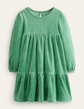 Robe en velours à volants-Vert monstre
