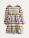 Robe en velours à volants-Arc-en-ciel rose tasse de thé