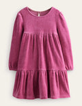 Robe en velours à volants-Rose tasse de thé
