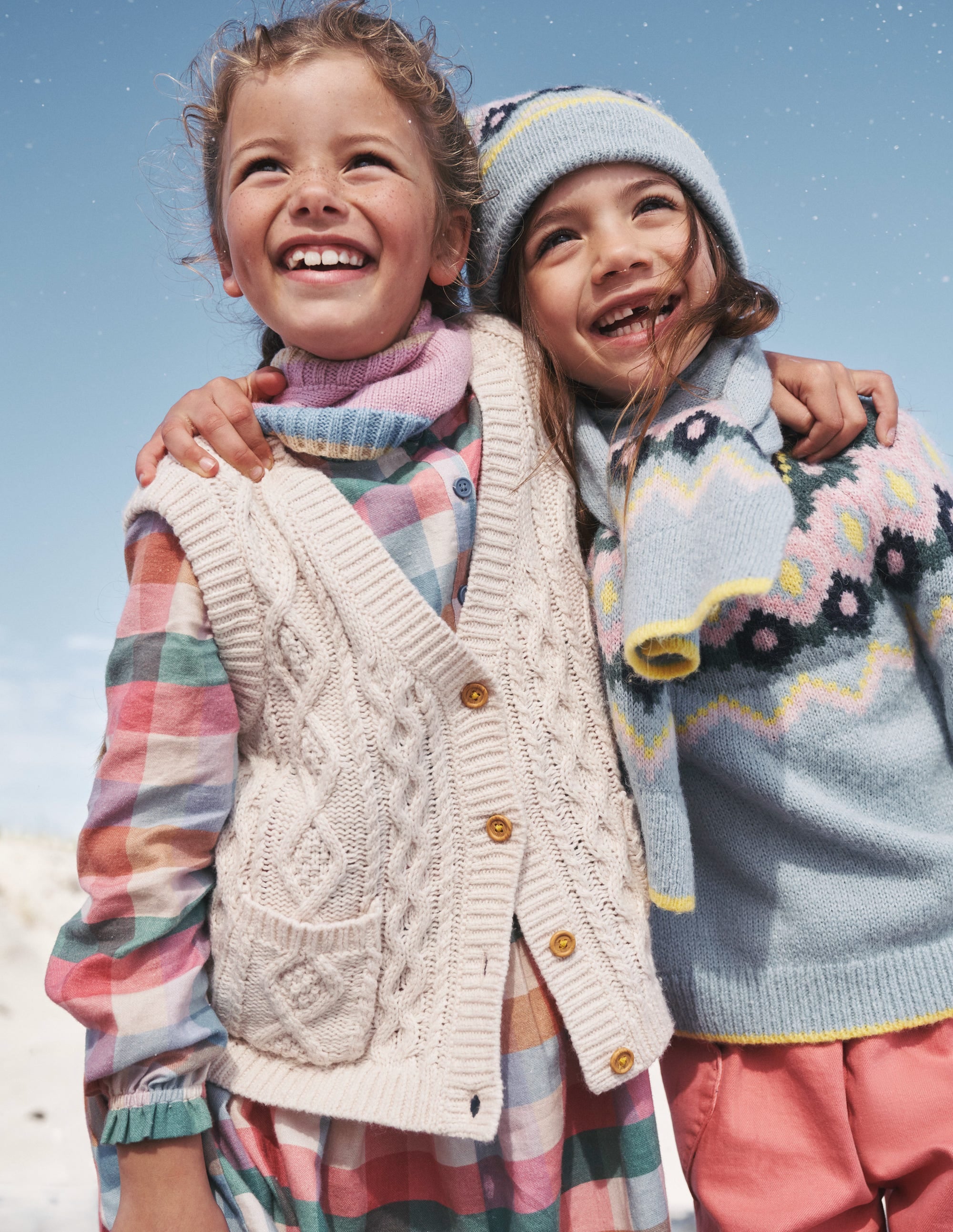 Gilet sans manches en maille torsadée-Écru chiné - Image 4