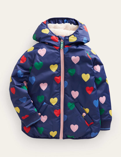 Bedruckter Anorak mit Sherpa-Futter-Marineblau Herzen-3