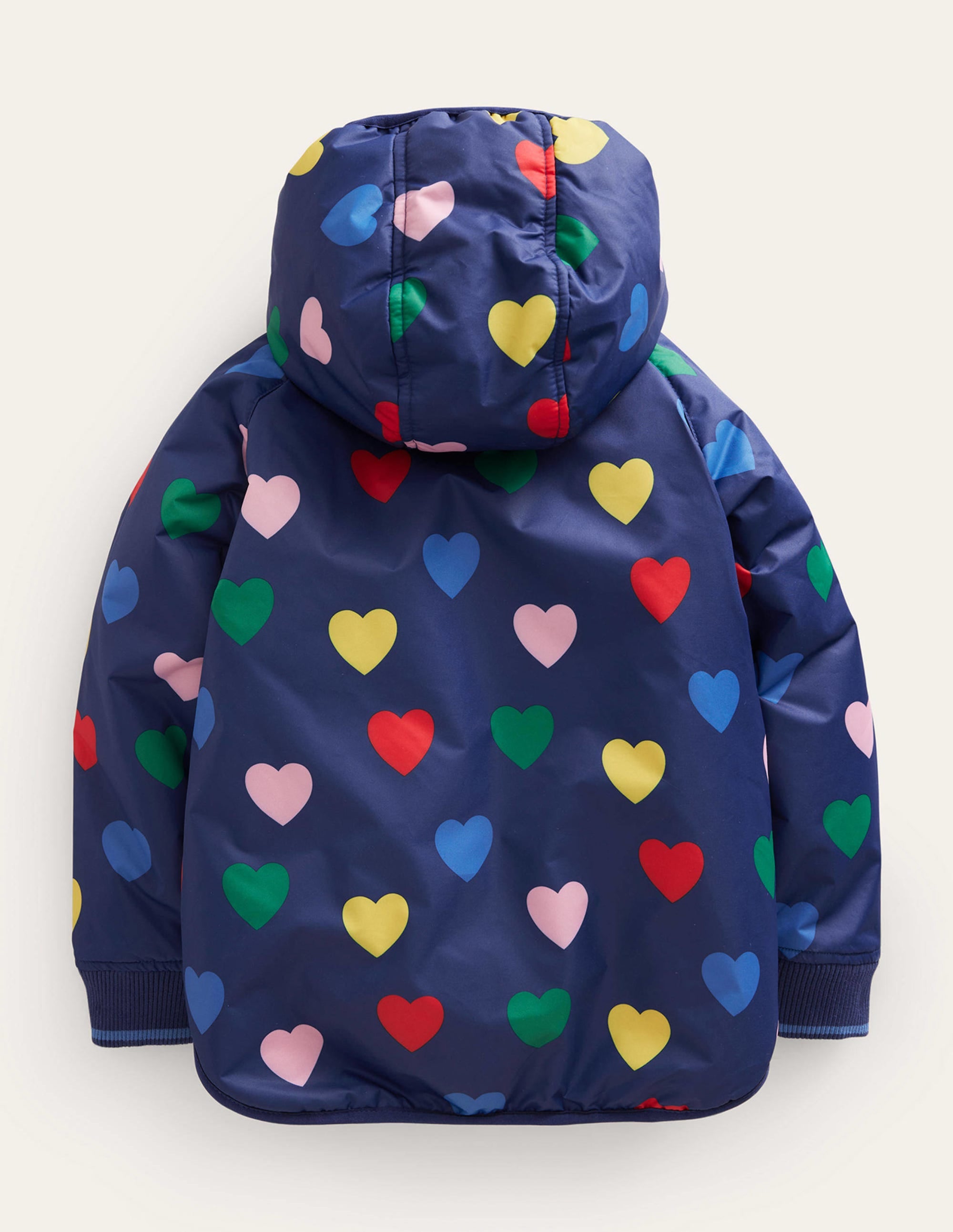 Anorak imprimé à doublure sherpa-Cœurs bleu marine - Image 2