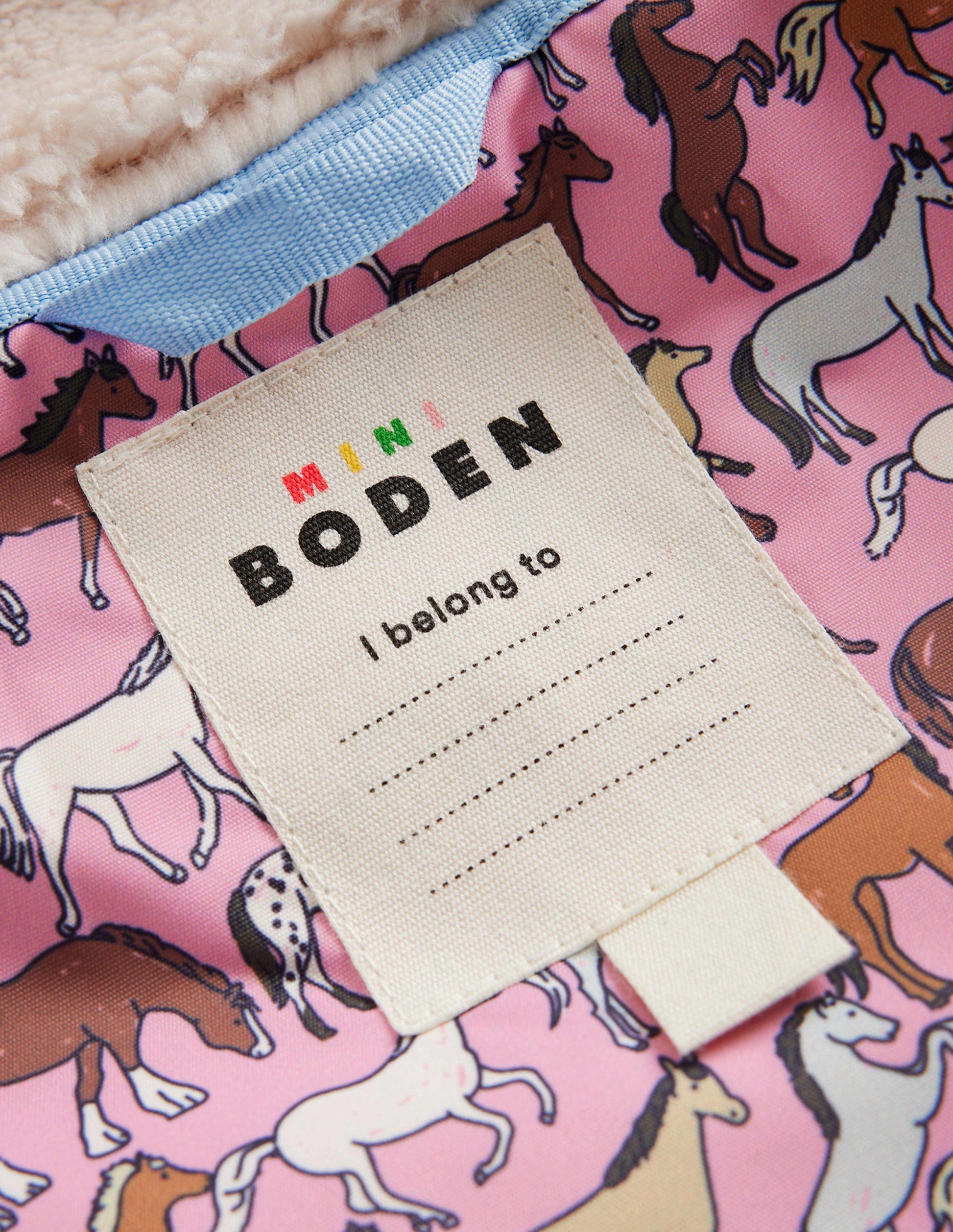 Printed Sherpa Lined Anorak-Pink horses-4