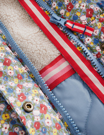 Wattierter 2-in-1-Mantel-Kieselblau Blumenknospe-3