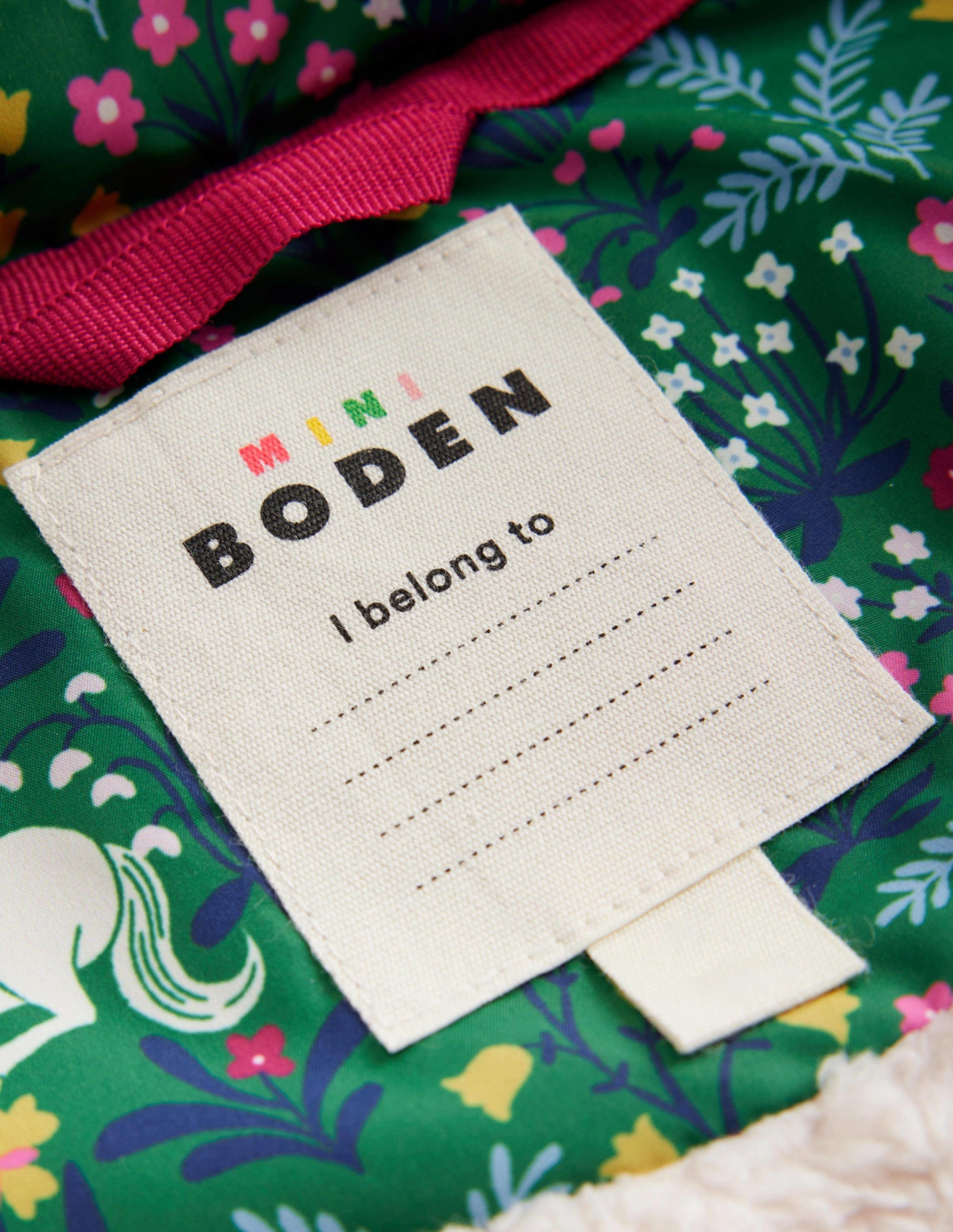 Wattierter 2-in-1-Mantel-Tiefgrün Einhorn Wiese-4