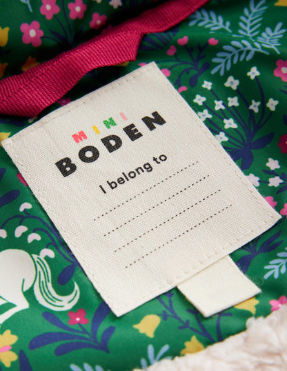 Wattierter 2-in-1-Mantel-Tiefgrün Einhorn Wiese-4