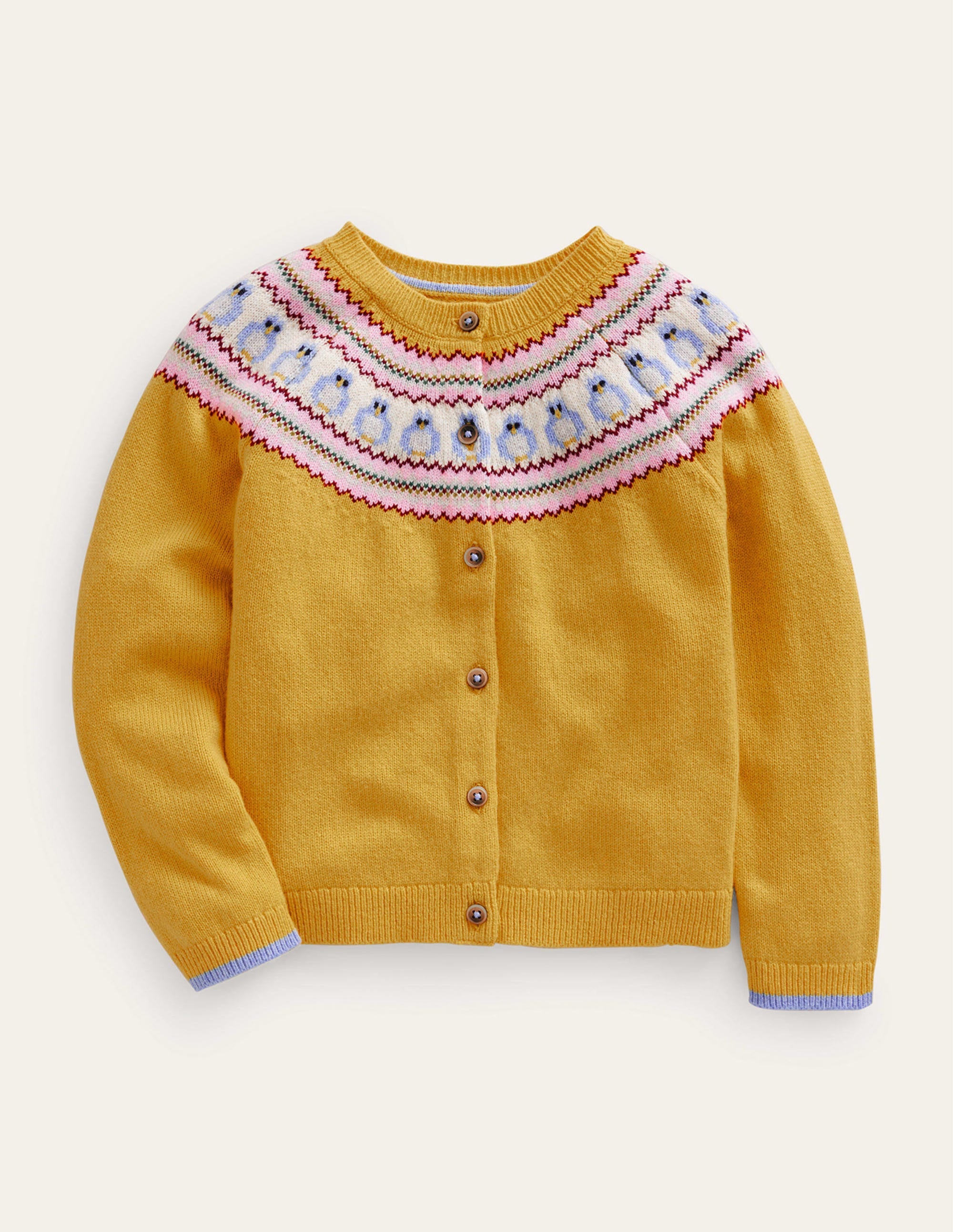 Lustige Fair-Isle-Strickjacke-Gelb Eulen - Image 1