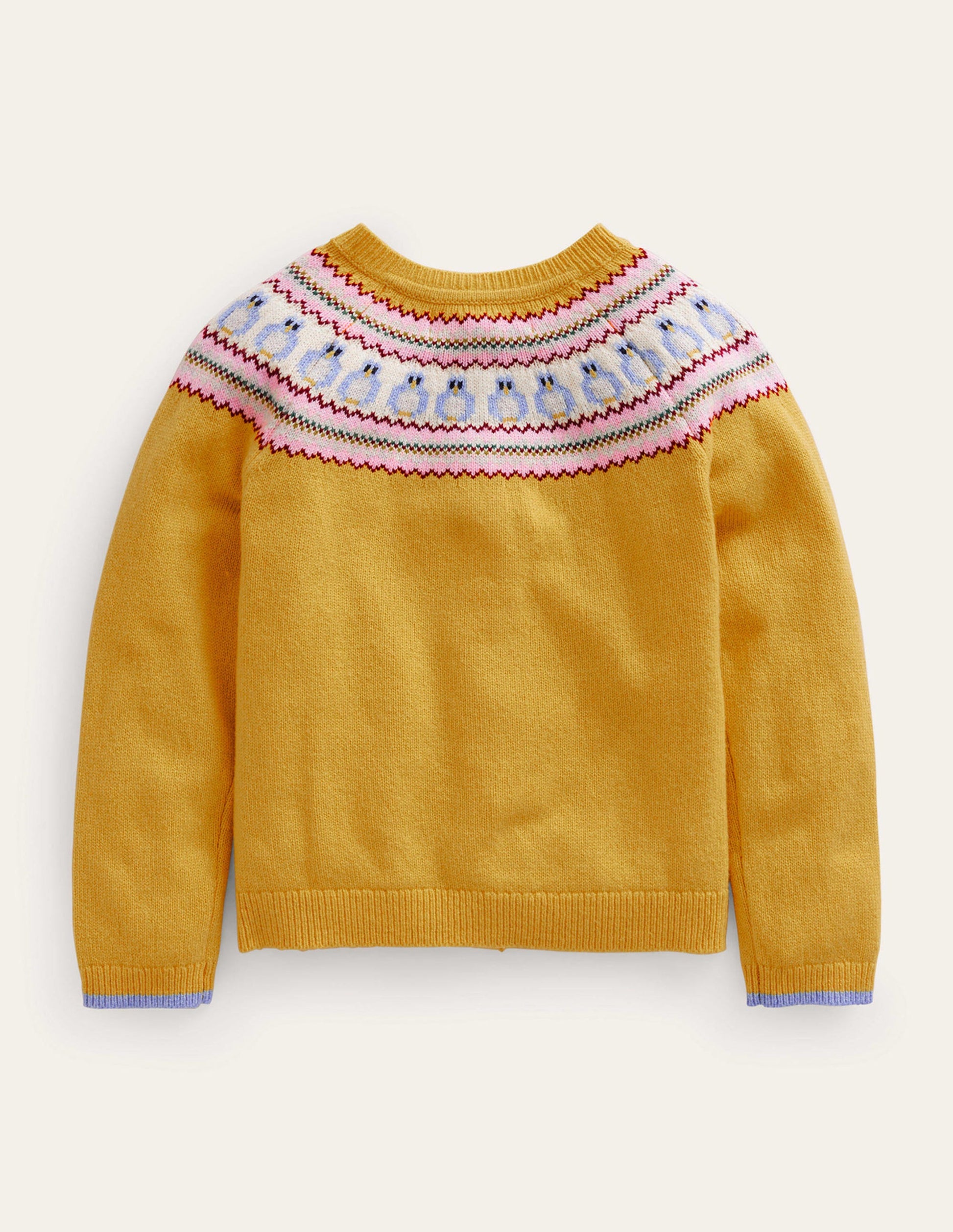 Lustige Fair-Isle-Strickjacke-Gelb Eulen-2