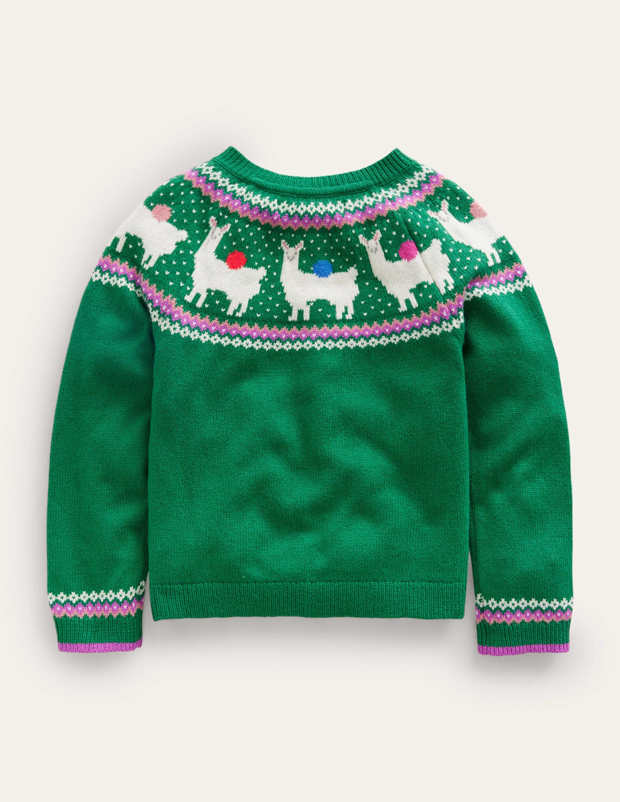Lustige Fair-Isle-Strickjacke-Tiefgrün Lama - Image 2