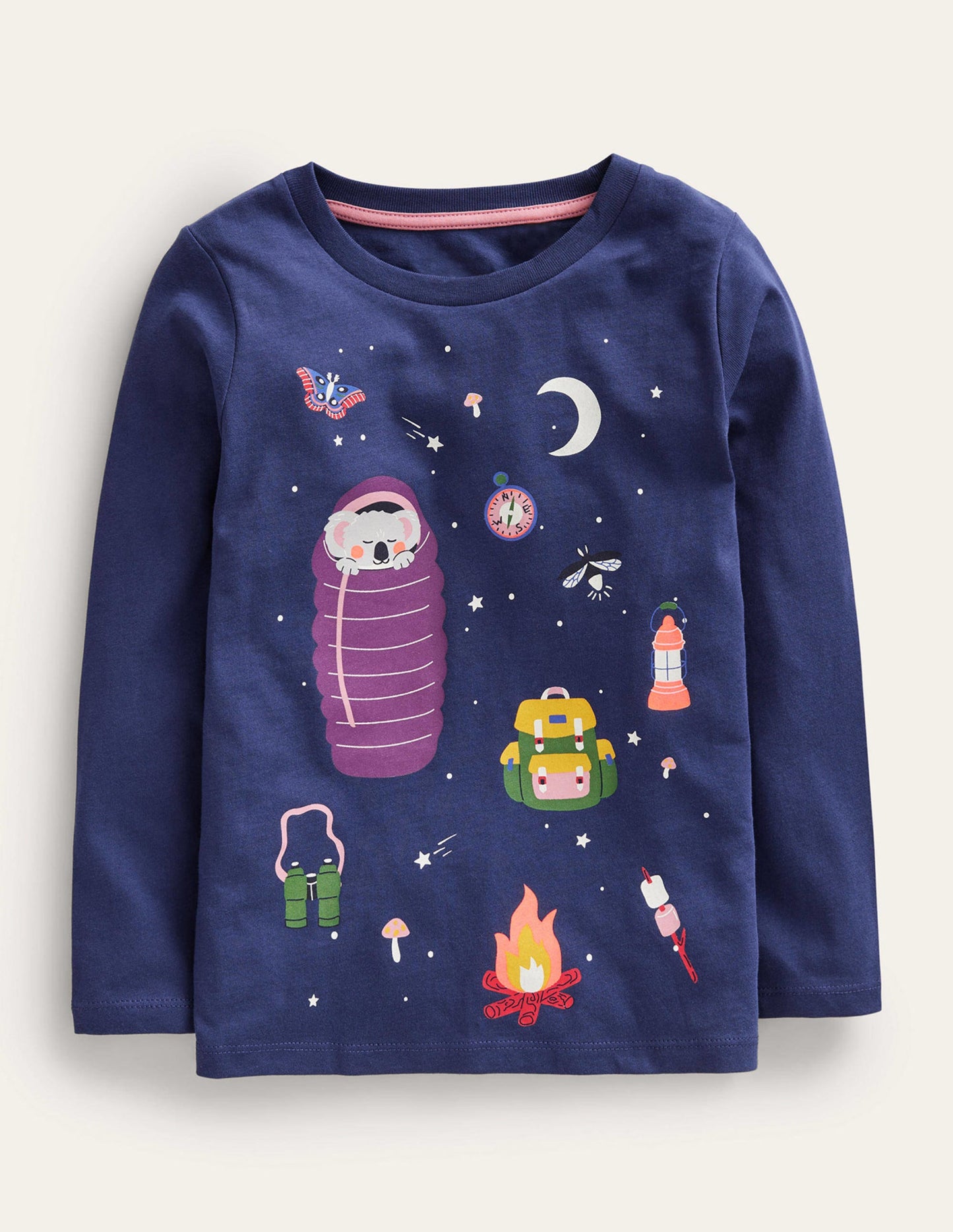 T-Shirt mit Metllic-Logo-Schuluniform-Marineblau Camping