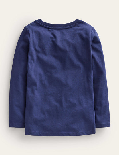 T-Shirt mit Metllic-Logo-Schuluniform-Marineblau Camping-2